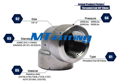 Gomito a 3/8 pollici di ASME B16.11 F316/316H 3000LBS con l'estremità calpestata per collegamento